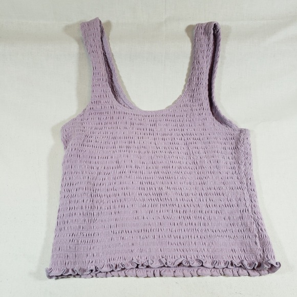 Hollister Smocked Cropped Tank Top Lavender Purple‎ Size Medium - Picture 4 of 5